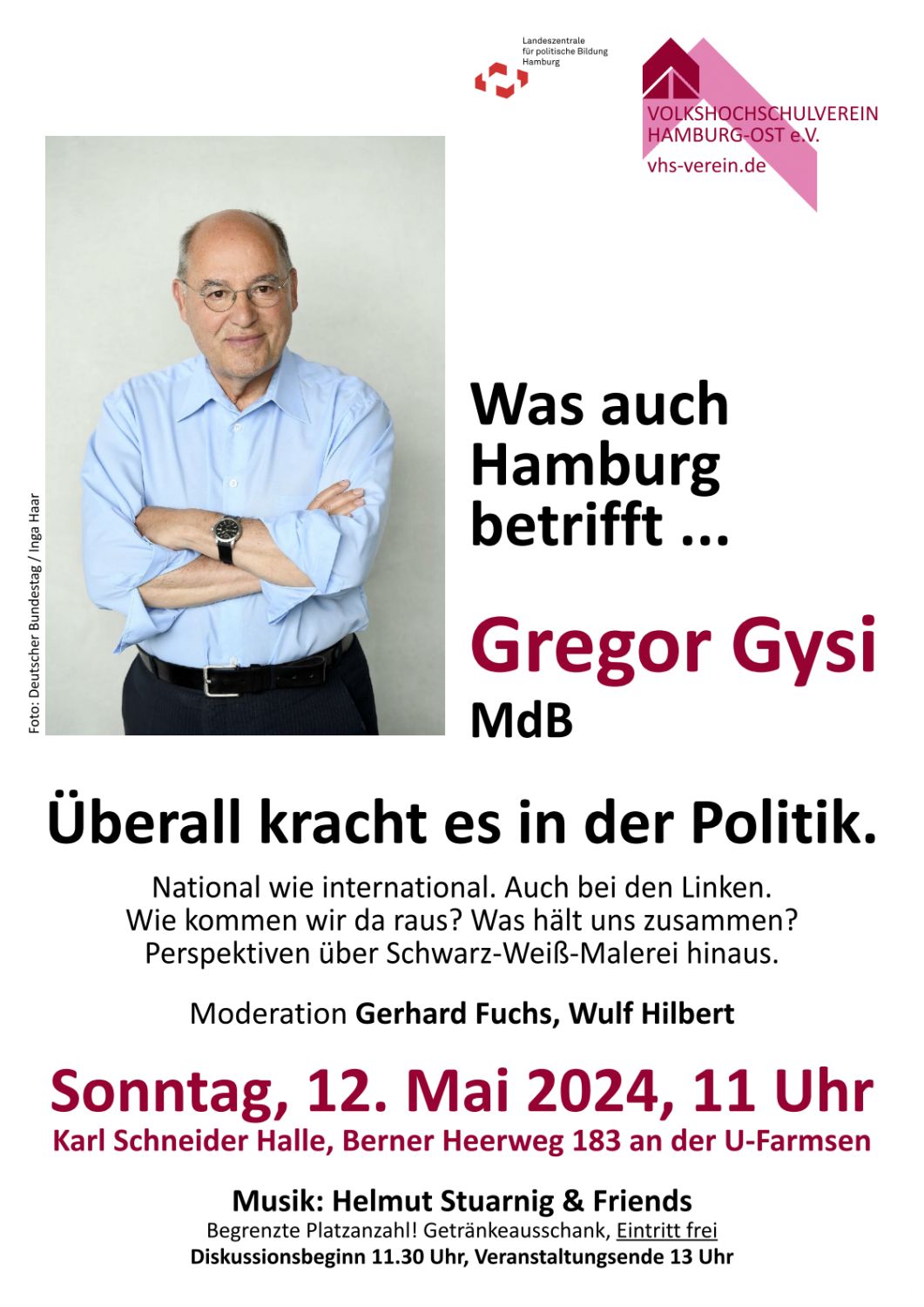 Politik: Podiumsdiskussion - Was auch Hamburg betrifft ... | Gregor Gysi | Überall kracht es in der Politik - Lösungsansätze